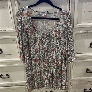 Floral Print babydoll mini dress